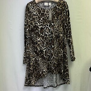 Chico's Animal Print Long Sleeve Dress